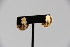 Nolan Miller Gold Tone Pink Crystals Clip Earrings Adjustable Tension, High End