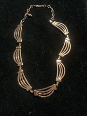 Vintage Mid Century RENOIR Signed Copper Scalloped Link Necklace Choker 16”