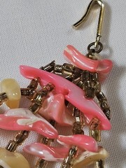 Vintage Hot Pinks Polished Shells Necklace Japan Hook Clasp Multi Strand Japan