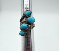 Vintage Tested Sterling Silver Turquoise 4 Stone Ring Size 5-6 Southwestern