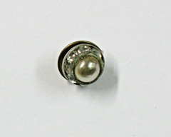 Diamond Rhinestone and Faux Pearl Lapel Pin Brooch