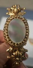 Florenza Vintage Oval Mother of Pearl Jewelry Set Gold Tone Bracelet Necklace