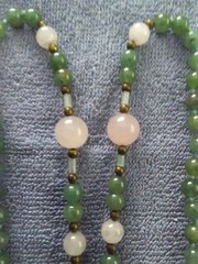 vintage white and green 32 inch jade necklace