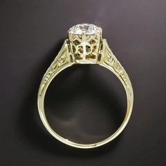 Art Deco 2CT Round Lab Created Diamond Solitaire 14K Gold Finish Engagement Ring