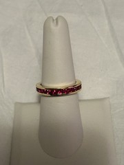 Vintage 925 Sterling/Thailand Ruby Red Channel Set Eternity Band Ring size 7