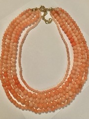 Orange Peach Semiprecious 5 Strand Stone Bead Necklace 18” – 21” 💛 LOW PRICE!