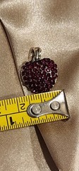 Red Rhinestone Puffy Heart Pendant Silver Tone Gift Birthday Christmas Valentine