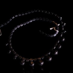 Vintage French Jet Black Glass Rhinestone Choker Necklace 16in