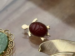UNIQUE Vintage Gold Filled Brooch Lot ALL SIGNED Winard, WRE, JMS Feather TURTLE