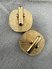 Vintage Cufflinks Set Tie Pin Gold Tone