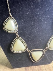 Vintage Green Medallion With Beads And Metal Chain Necklace