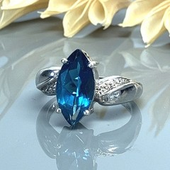 Marquise London Blue Topaz Sterling Silver Gemstone Ring- Size 6