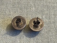 Vinyage Button Etched Domed Round Sterling Silver 925 Earrings #6