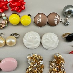 Vintage Clip Earrings Lot of 44 Mix Materials Enamel Lucite Glass Acrylic Stone