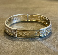 Cheever Tweedy Co Marked Hinged Bangle Bracelet Art Deco 1940-1949 Silver Gold
