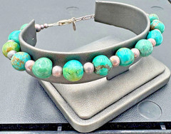 Carolyn Pollack Relios Sterling Silver Beaded Turquoise 8.5in. Bracelet