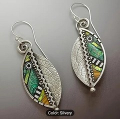 Leaf Shaped Dangle Earrings 925 Sterling Silver On Healing Zinc Aligned Chakra