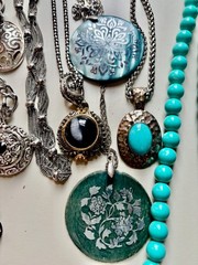Estate Vintage Retail Costume Jewelry Turquoise & Silvertone 13Pc Jewelry Lot