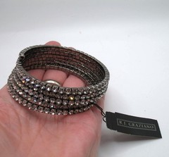 Vintage RJ Graziano wide spiral prong-set rhinestone bracelet
