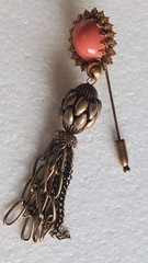 Vintage Hobe faux coral gold tone stick pin