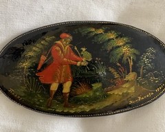 Palekh Russian lacquer brooch Hand Made In USSR The Frog Princess