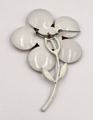 Vintage 1950s or 1960s Large White Enamel Mod Daisy Flower Brooch 4.24 Inches