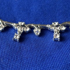 Trifari Crown Rhinestone Cluster Chain Necklace Coker Silver Tone 16-18” Floral
