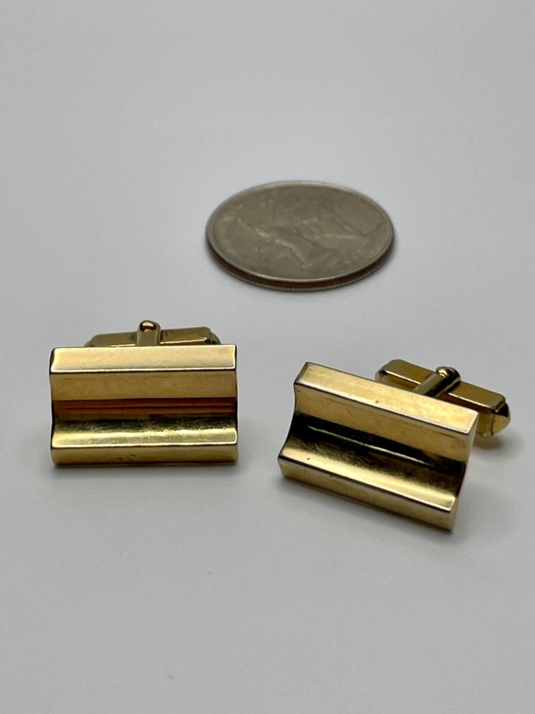 Vintage Anson Gold Tone Brutalist Cufflinks