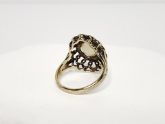 Vintage 14KHGE Gold Plated Ring with White Opal Gemstone – Cracked Stone, READ