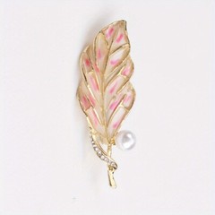 High-end Design Dripping Oil Creative Transparent Pink Geometric Leaf Brooch