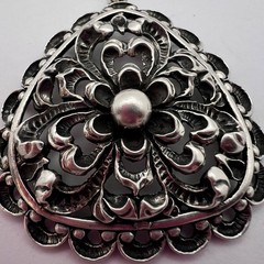 Vintage German 835 Silver Filigree Pendant with Chain Antique Jewelry 21.2g