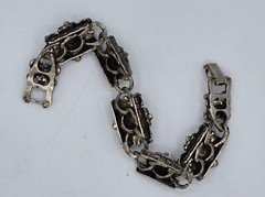 Selro Selini Bracelet Silver Tone W/ Faux Coral & Pearls Blue Crystals