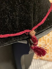 Vtg Almandine Garnet Bead Necklace Woven Rope Boho w Fabric Cord