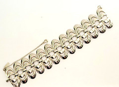 MCM Vintage Monet Signed Rhodium Finish Openwork Statement Bracelet Book Piece