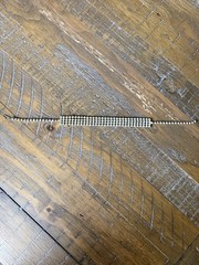 Vintage 1950’s Four Row Rhinestone Choker Style Necklace Silver Tone 15” Inch