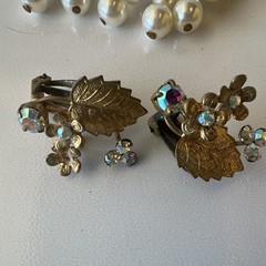 VTG 7 Pair Mixed Lot ClipOn Earrings Faux Pearl Metal Gold Silver Japan