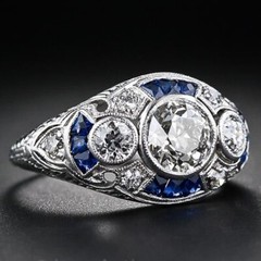 1.35Ct White Round Cut Simulated Diamond Three Stone Art Deco Ring In 925 Silver