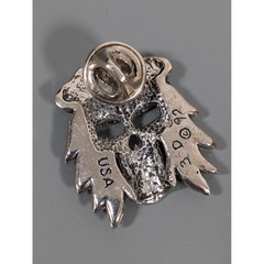Vintage American Biker Skull Pin 3D Silver Tone Hat Lapel 1992 USA
