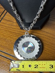 Vintage 24 Inch Necklace With 2.5 Inch Diameter Pendant Round Statement
