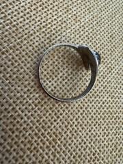 Vintage Silver Tone February Birthstone Ring Engraved Adjustable Amethyst