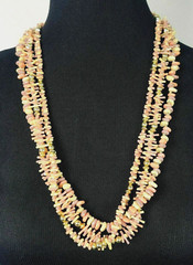 Vintage Multicolor Pastel Faux Coral Necklace 28 In Three Strand Lucite Plastic