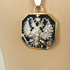 Vintage Joan Rivers Medallion Pendant Necklace Imperial Russian Eagle Signed