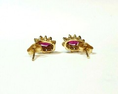 .36 CARAT RUBY AND .20 CARAT DIAMOND 14K YELLOW GOLD EARRINGS