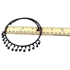 Victorian Revival Choker Necklace 16″ Black Glass Wire Dangle MCM VTG Witch Goth