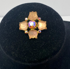 Mid‑Century Satin‑Frost Tulip Brooch Rare Boutique Floral AB Firestone Center