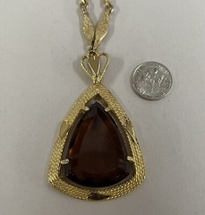 Vintage EDLEE TOPAZ GLASS Statement Piece Necklace Pendant 1949-1960’s SIGNED