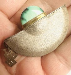 VTG Sterling Silver Margaret Francis Artist Studio Brooch Gemstone Hand Signed