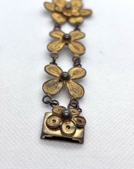 Vintage 1930s Art Deco Filigree Floral Bracelet Gold Tone 7 Inches