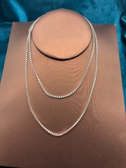 Vintage Sterling Silver 925 Italy Necklace Chain Long 2mm Goldenrose 15.28g 29″