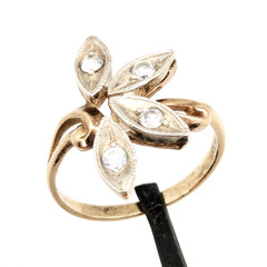 Vintage Luxury RING Silver 925 Flower with chic inserts -size: 9US (19mm)| UA #3